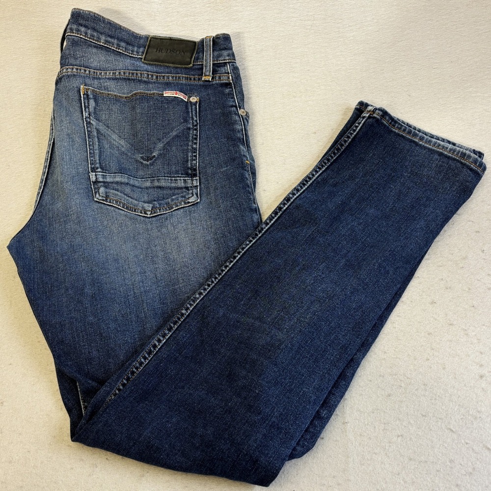 Hudson Straight Leg Jeans Womens 36 Blue Dark Wash Gorpcore Signature Pocket